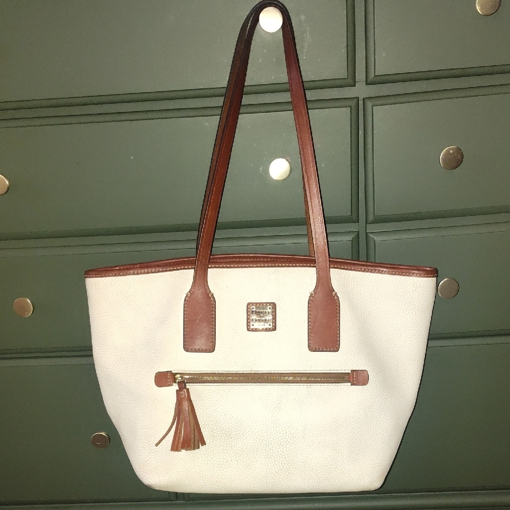 Dooney & Bourke White and Brown Tote Bag